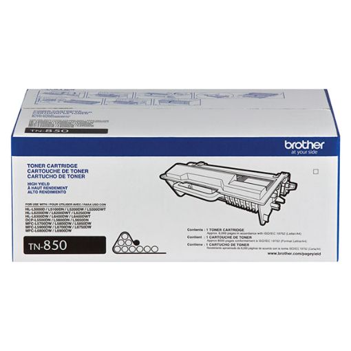 Picture of Brother TN-850 (TN-820) High Yield Black Toner Cartridge (8000 Yield)