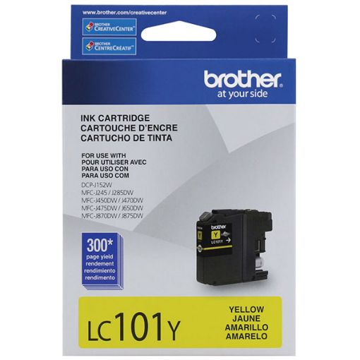 Picture of Brother LC101Y High Yield Yellow Inkjet Cartridge (600 Yield)