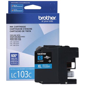 Brother LC103C High Yield Cyan InkJet Ink (600 Yield) Brother LC103C High Yield Cyan InkJet Ink (600 Yield)