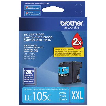Brother LC105C Extra High Yield Cyan Ink Cartridge (1200 Yield) Brother LC105C Extra High Yield Cyan Ink Cartridge (1200 Yield)