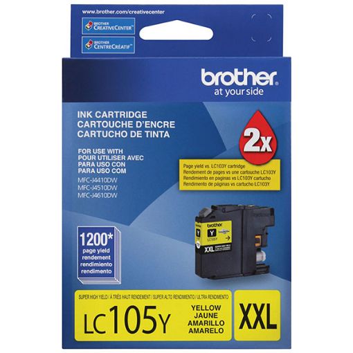 Picture of Brother LC105Y Extra High Yield Yellow Ink Cartridge (1200 Yield)