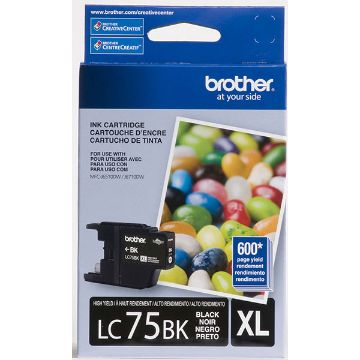 Brother LC75BK High Yield Black Inkjet Cartridge (600 Yield) Brother LC75BK High Yield Black Inkjet Cartridge (600 Yield)