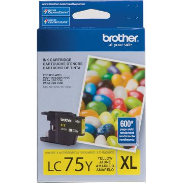 Brother LC75Y High Yield Yellow Inkjet Cartridge (600 Yield) Brother LC75Y High Yield Yellow Inkjet Cartridge (600 Yield)