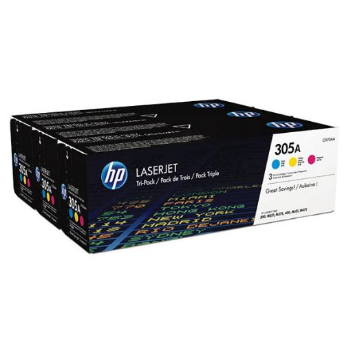 Picture of HP CF370AM (HP 305A) Cyan, Yellow, Magenta Toner Cartridges (3 pack) (2600 Yield)