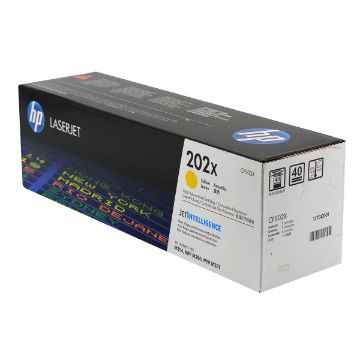Show details for HP CF502X (HP 202X, Cartridge 054HY) High Yield Yellow Toner Cartridge (2500 Yield) Picture of HP CF502X (HP 202X, Cartridge 054HY) High Yield Yellow Toner Cartridge (2500 Yield)