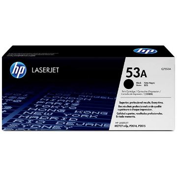 Show details for HP Q7553A (HP 53A) Black Toner Cartridge (3000 Yield) Picture of HP Q7553A (HP 53A) Black Toner Cartridge (3000 Yield)