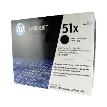 Show details for HP Q7551X (HP 51X) High Yield Black Toner Cartridge (13000 Yield) Picture of HP Q7551X (HP 51X) High Yield Black Toner Cartridge (13000 Yield)