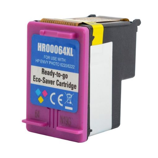 Picture of Compatible N9J91AN (HP 64XL) High Yield Tri-Color Ink Cartridge (415 Yield), With 3 Refill Tank