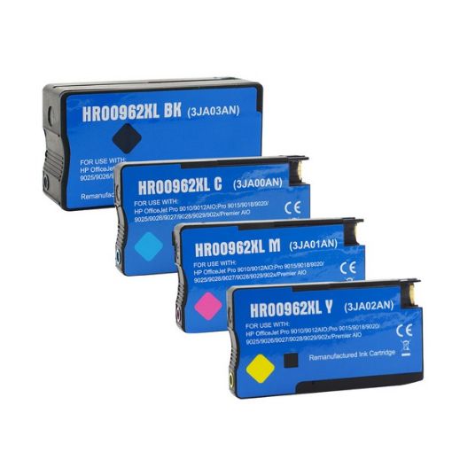 Picture of Compatible 3JA00AN, 3JA01AN, 3JA02AN, 3JA03AN (HP 962XL) High Yield Black, Cyan, Magenta, Yellow Inkjet Cartridges (4 pack)