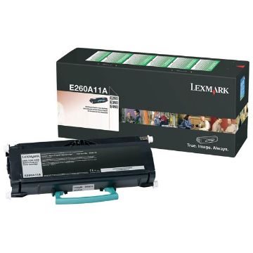 Show details for Lexmark E260A11A Black Toner Cartridge (3500 Yield) Picture of Lexmark E260A11A Black Toner Cartridge (3500 Yield)