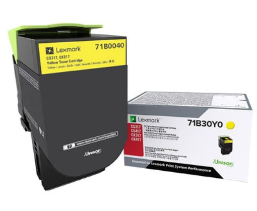 Picture of Lexmark 71B0040 Yellow Toner Cartridge (2300 Yield)