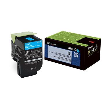Show details for Lexmark 70C1HC0 (Lexmark #701HC) High Yield Cyan Toner Cartridge (3000 Yield) Picture of Lexmark 70C1HC0 (Lexmark #701HC) High Yield Cyan Toner Cartridge (3000 Yield)