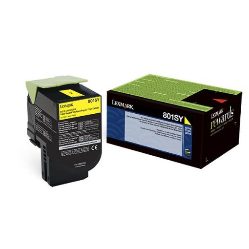 Picture of Lexmark 80C1SY0 Yellow Toner Cartridge (2000 Yield)