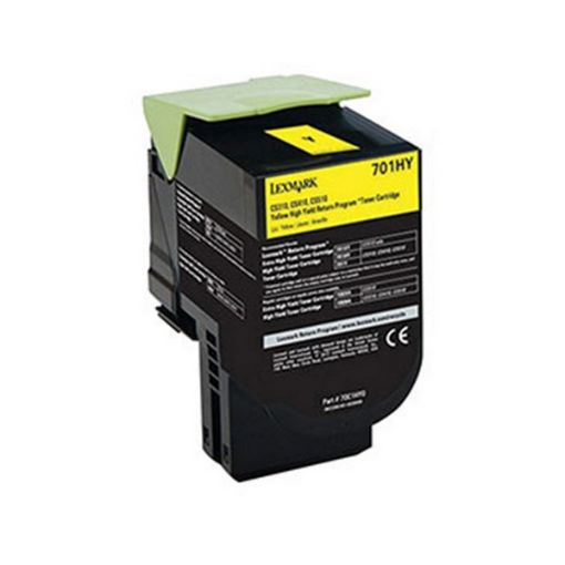 Picture of Lexmark 70C1HY0 (Lexmark #701HY) High Yield Yellow Toner Cartridge (3000 Yield)