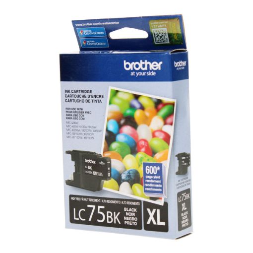 Picture of Brother LC75BK High Yield Black Inkjet Cartridge (600 Yield)