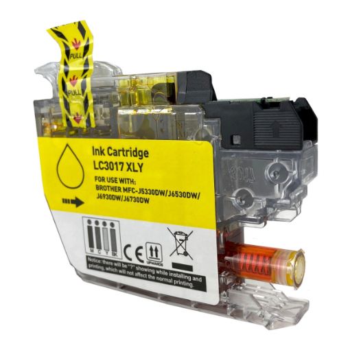 Picture of Compatible LC3017Y High Yield Yellow Inkjet Cartridge (550 Yield)
