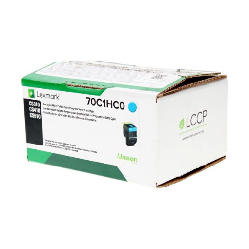Picture of Lexmark 70C1HC0 (Lexmark #701HC) High Yield Cyan Toner Cartridge (3000 Yield)