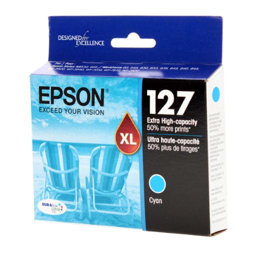 Picture of Epson T127220 (Epson 127) Extra High Yield Cyan Inkjet Cartridge (775 Yield)