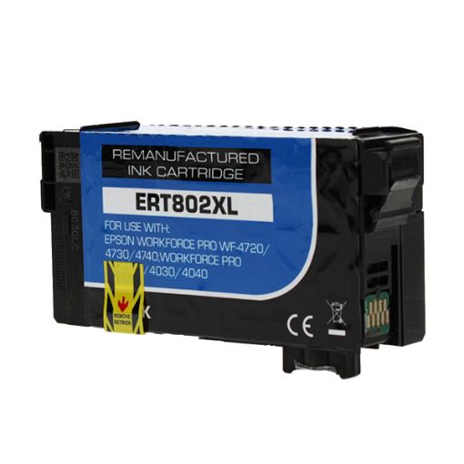 Picture of Remanufactured T802xl120 (Epson 802XL) Ultra High Yield Black Inkjet Cartridge (2600 Yield)