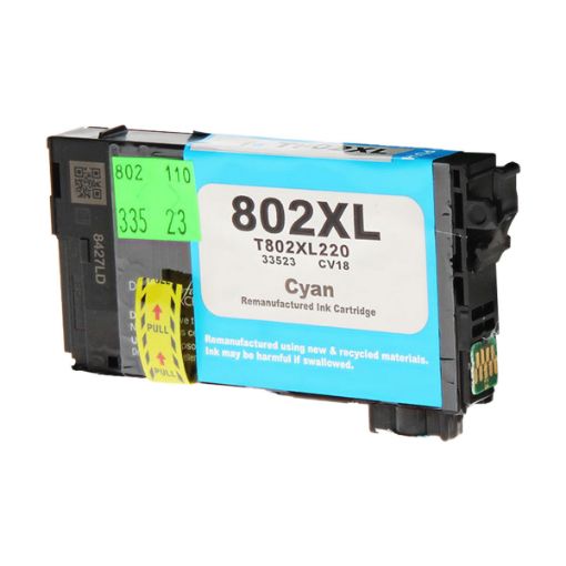 Picture of Remanufactured T802xl220 (Epson 802XL) Ultra High Yield Cyan Inkjet Cartridge (1900 Yield)