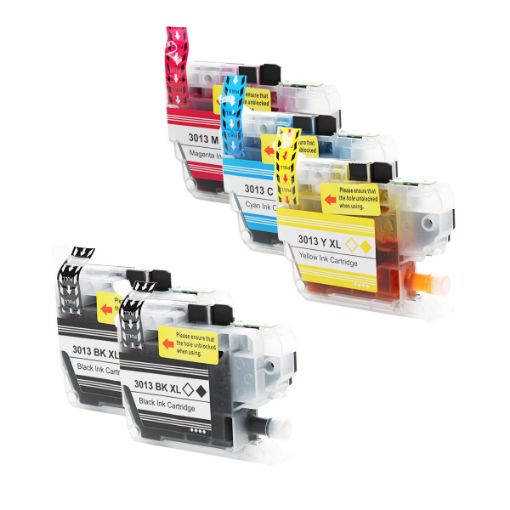Picture of Compatible Brother LC3013 (LC3013 BK, C, M, Y) Inkjet Color Combo, 2x Black,Cyan,Magenta,Yellow, 400 High Yield, 5 Cartridge Pack (2K/1C/1M/1Y)