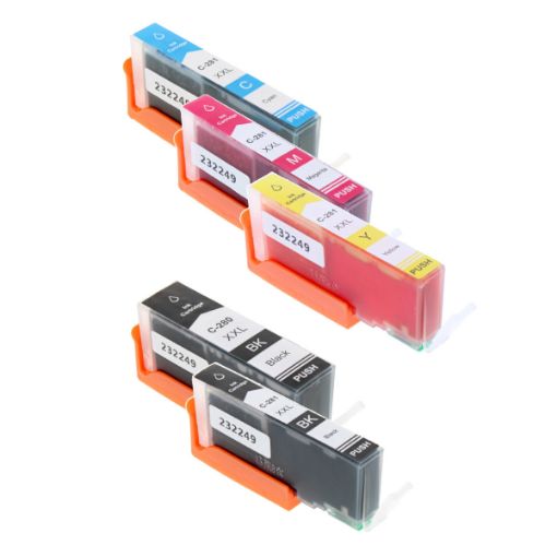 Picture of Remanufactured 2021C007 (CLI-281, CLI-281, PGI-280XL) Black, Cyan, Magenta, Yellow Ink Cartridges (5 pack)
