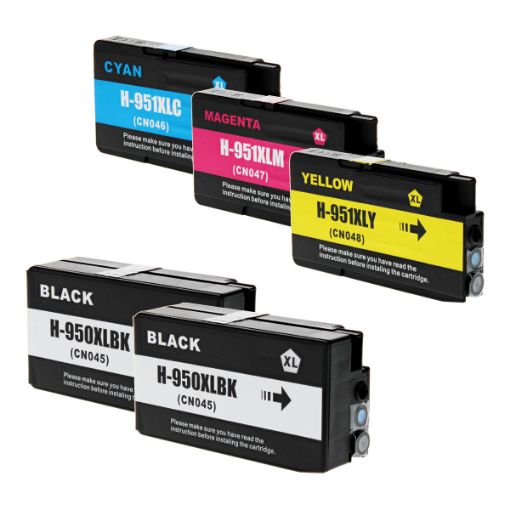 Picture of Remanufactured CN045AN, CN046AN, CN047AN, CN048AN (HP 950XL, HP 951XL) High Yield Black, Cyan, Magenta, Yellow Toner Cartridges (4 pack)