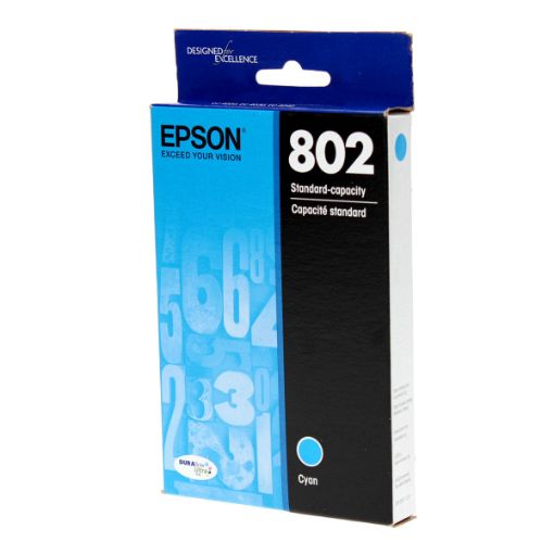 Picture of Epson T802220 (Epson T802) Cyan Inkjet Cartridge (650 Yield)